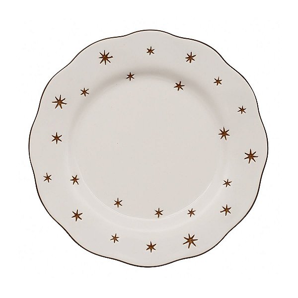 Prato Natalino P/ Sobremesa Estrela Dourado 21cm 1Unid MP1755