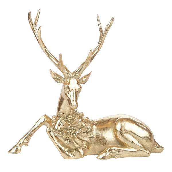 Rena Dourada Natalina Deitada 29,5x11x27cm C/1unid 1089915