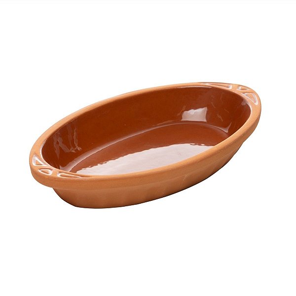 Refratário Oval Maia Cerâmica C/ Alça Terracota 28,5x15,5x4,5cm 18266
