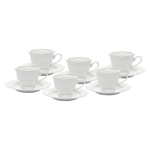 Xícara De Café Maldivas 80ml C/Fio De Ouro Porcelana CJ6