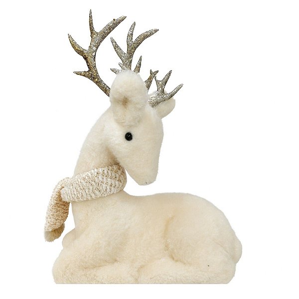 Rena Natalina Deitada Branca 41cm C/1unid BC2531