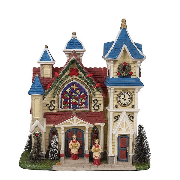 Cenario P/ Vila Natalina Casa Iluminada Igreja 20cm