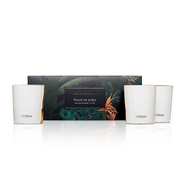 Kit Vela Perfumada Acqua Aroma Tropicaliza 60g c/ 3und Brasil em Polpa