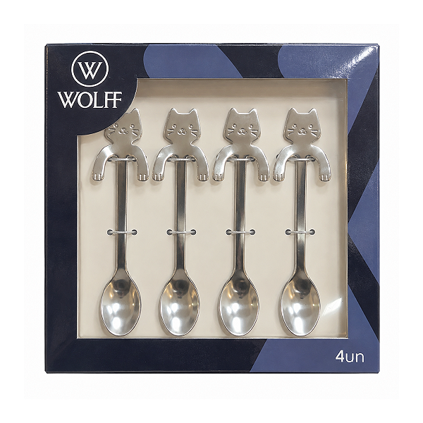 Colher P/ Cha Prata Cat Em Aço 4Pçs Wolff