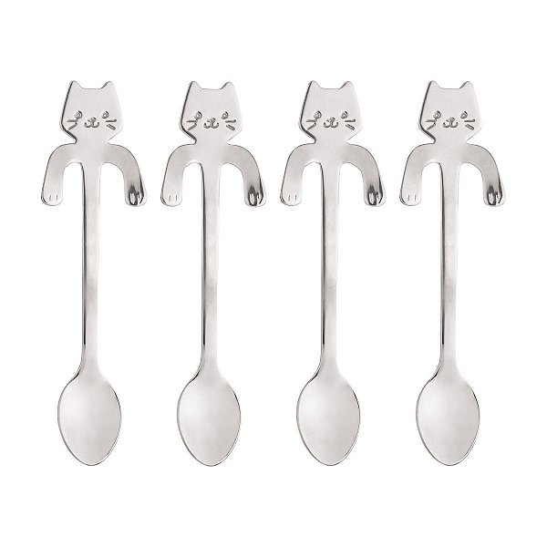 Colher  P/ Cha Prata Cat  Em Aço 4Pçs Wolff