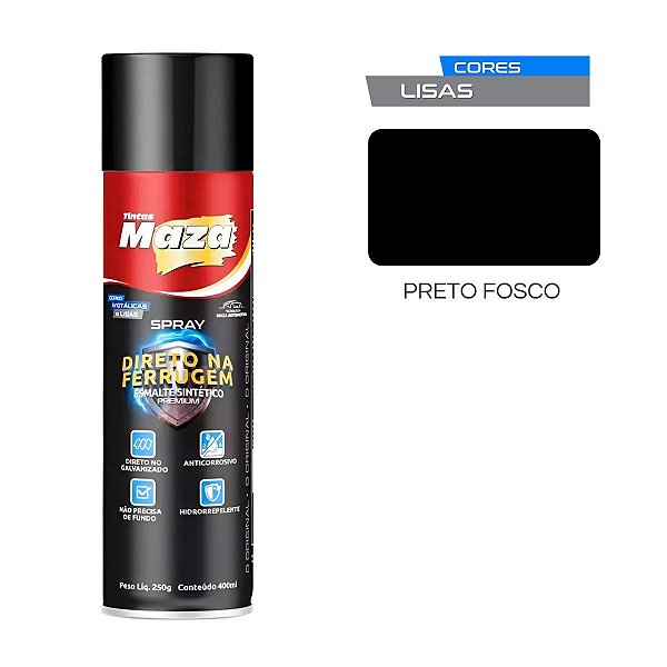 Spray Esmalte Direto Na Ferrugem Preto Fosco 250G
