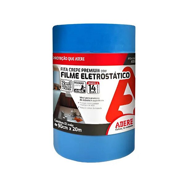 Fita Crepe Azul Filme Eletrostático Mascaramento 900MMX20M C/ Dispenser
