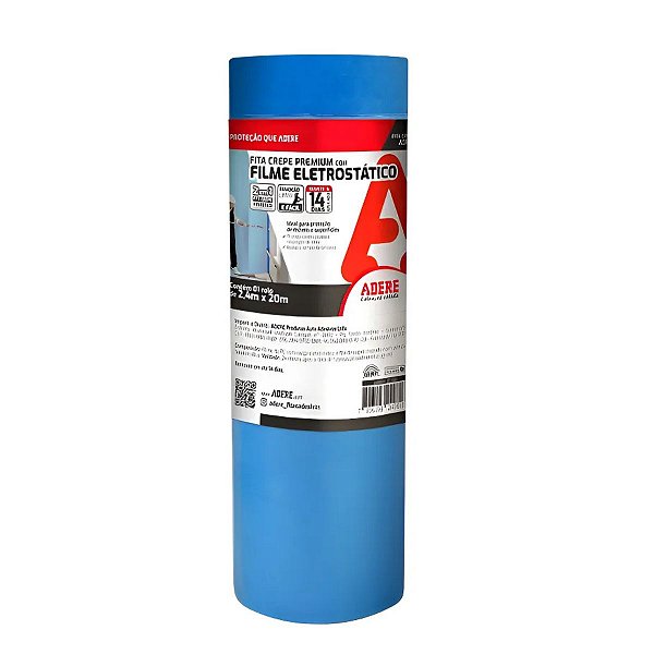 Fita Crepe Azul Filme Eletrostático Mascaramento 2,4mX20M C/ Dispenser
