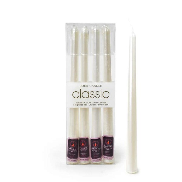 Vela Banquete Branca C/4unid 25cm 1044581Cromus