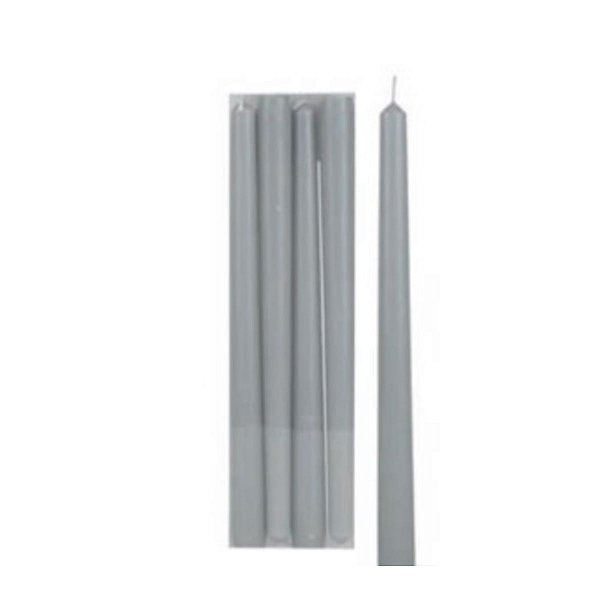 Vela Banquete Parafina Cinza C/4unid 25x2cm 1021889