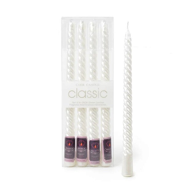 Vela Banquete Espiral Branca C/4unid 25cm 1044577