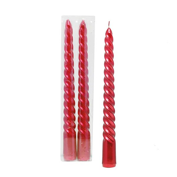 Vela Banquete Espiral Vermelha 20x1cm C/2unid 1021701