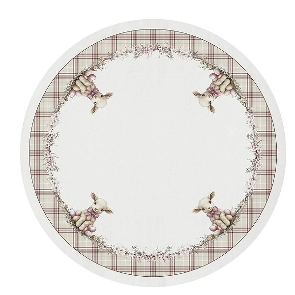 Toalha De Mesa De Pascoa Redonda Ovelhinha 180cm 198050