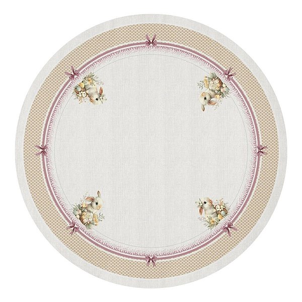 Toalha De Mesa De Pascoa Redonda Ternura 180cm 198049