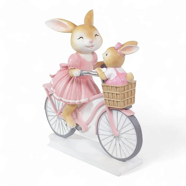 Coelho De Pascoa Flower  passeio De Bike 36x33x12cm Resina  1Unid 1099904