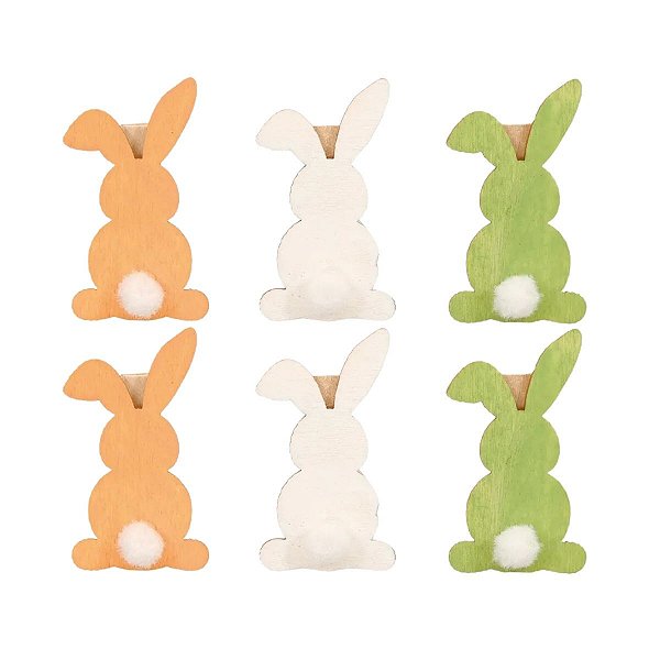 Mini Prendedor Coelho De Páscoa  Colorido Jg C/6 1054806