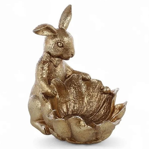 Coelho Pascoa Goldy Dourado C/ Borboleta Em Resina 13cm 1094432 1Unid