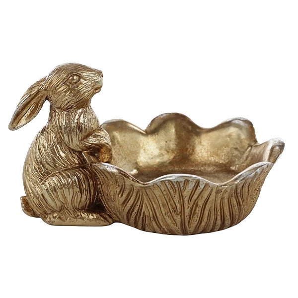 Coelho Da Pascoa Goldy C/ Cesto Flor 11x18cm 1094423 1Unid