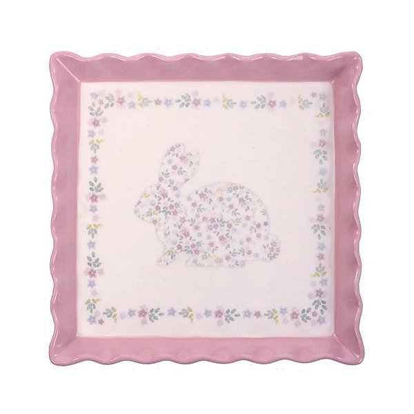 Prato De Pascoa Travessa Quadrada Coelho 1un 20,5cm  1064879
