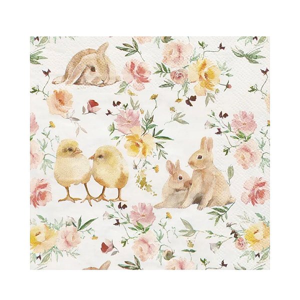 Guardanapo De Pascoa De Papel Pintinhos 33cm C/20 Fls 1096597 1Unid