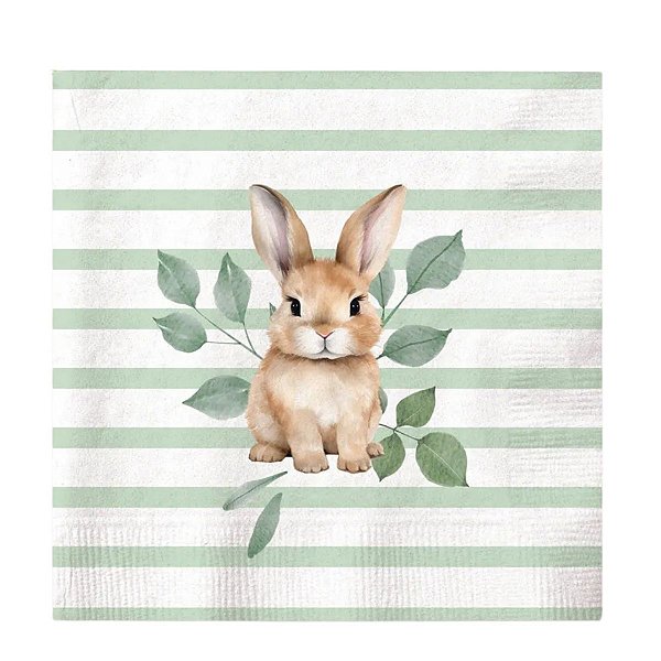 Guardanapo De Pascoa De Papel Coelho Listras 33cm C/20 Fls 1096603 1Unid