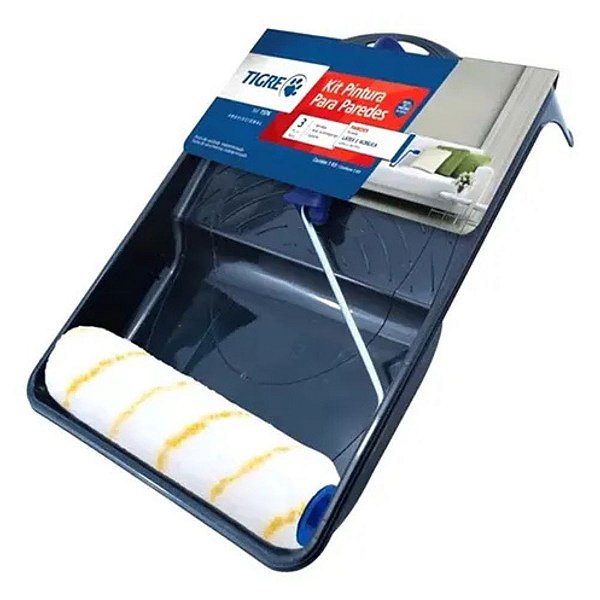 Kit De Pintura 3 Peças Tigre 1576 Rolo Suporte Bandeja