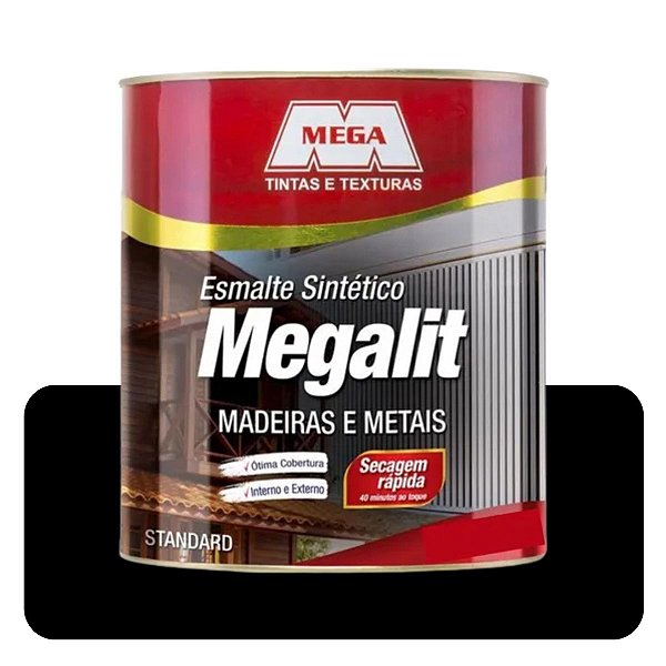 Esmalte Megalit Preto 3,6L Brilhante Sintético Solvente Mega