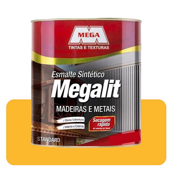 Esmalte Megalit Amarelo 3,6L Brilhante Sintético Solvente Mega