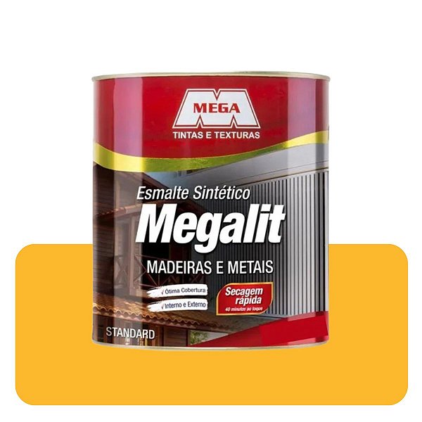 Esmalte Megalit Amarelo 0,900ml Brilhante Sintético Solvente Mega