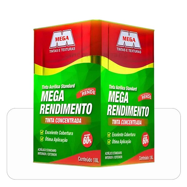 Tinta Mega Rendimento Branca 18L Acrílica Fosco Standard Rende Mais
