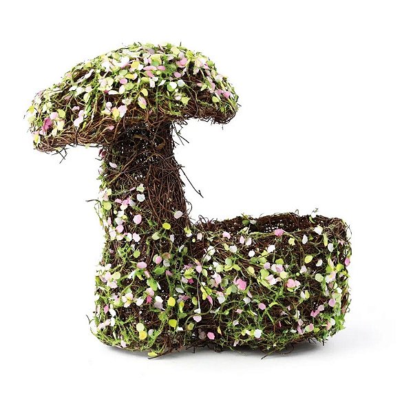 Cesta De Pascoa Cogumelo  Rustic C/Folhas 26x18cm 1065783