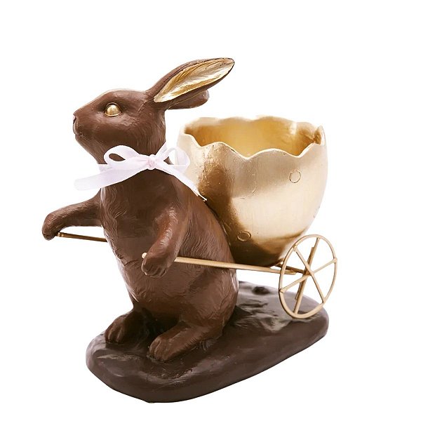 Coelho Da Páscoa Breeze Resina Puxando Carrinho 1014614 13cm