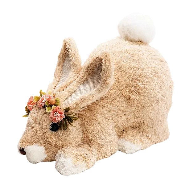 Coelho Banoffee C/ Flores Cabeça Abaixada C/1un 26cm 1012847