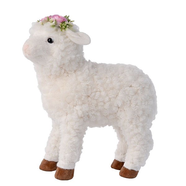 Pelucia De Páscoa Ovelha C/ Flores 29x25cm 1099194
