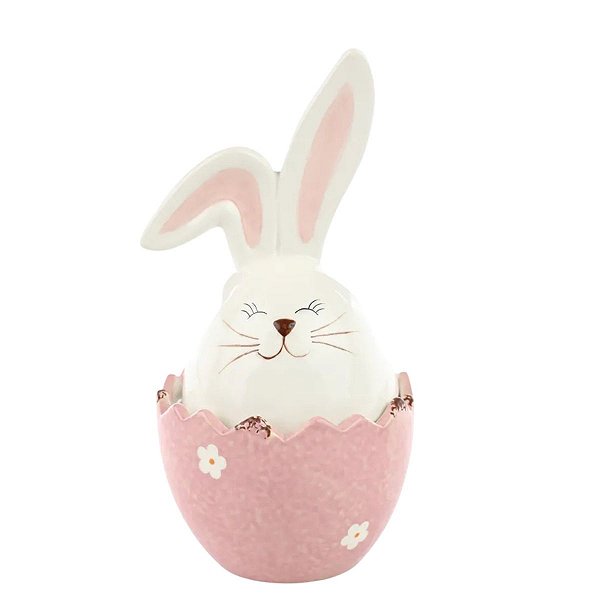 Coelho Da Pascoa Pote Rainbow  Rosa 20x11cm 1Un 1094543