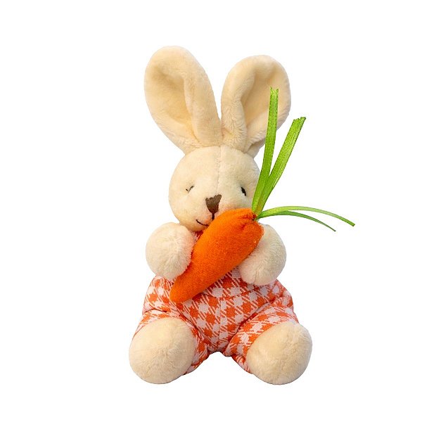 Pingente Pelucia De Páscoa Mini Coelho Laranja Menino 12cm