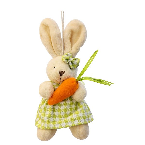 Pingente Pelucia De Páscoa Mini Coelho Verde Menina 12cm 1Un