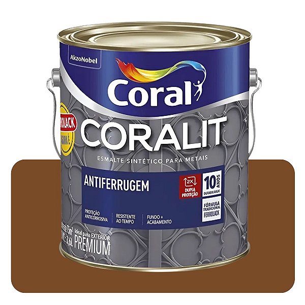Coralit Ferrolack Tabaco 3,6L  Antiferrugem Brilhante Coral