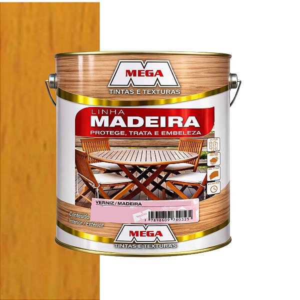 Verniz Marítimo Brilhante Incolor 0,900ml  P/ Madeira Mega
