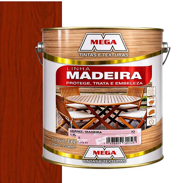 Verniz Mogno 3,6L Brilhante Marítimo P/Madeira Mega