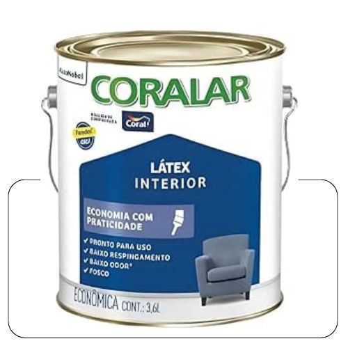 Coralar Branco 3,6L Latex + Tinta Econômica Coral