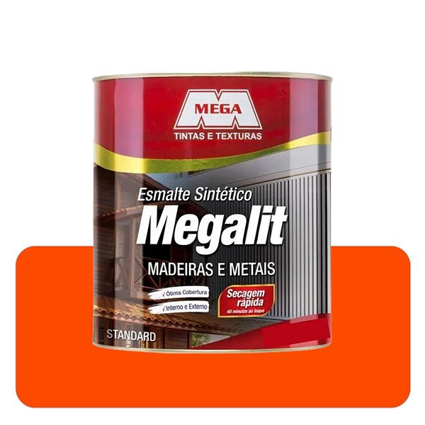 Esmalte Megalit Laranja Brilhante 0,900ml Solvente Mega