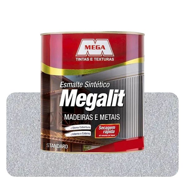 Esmalte Megalit Aluminio Brilhante 0,900ml Solvente Mega
