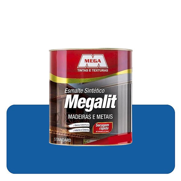 Esmalte Megalit  Azul França Brilhante 0,225ml Sintético Solvente Mega