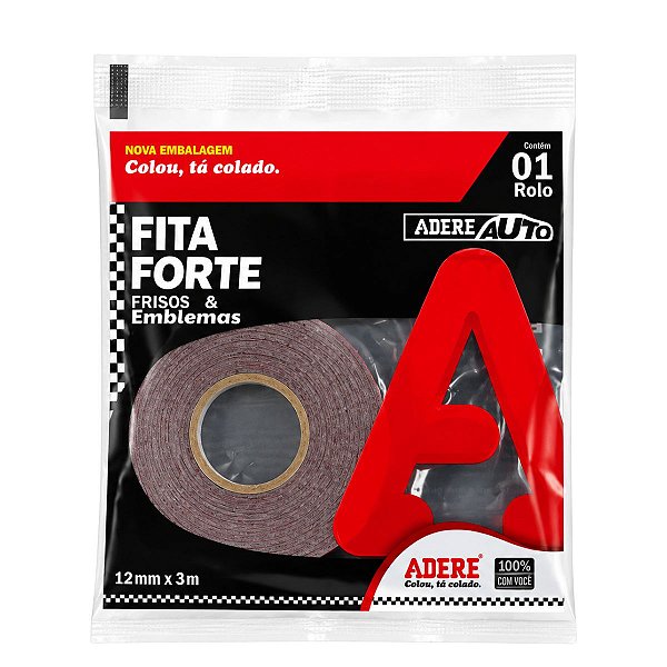 Fita Dupla Face Acrilica 12mmx03m Cinza Frisos e Emblemas Automotiva