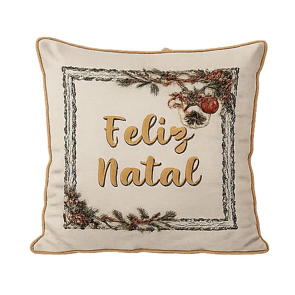 Capa De Almofada Natalina Bosque Feliz Natal 43cm 345648