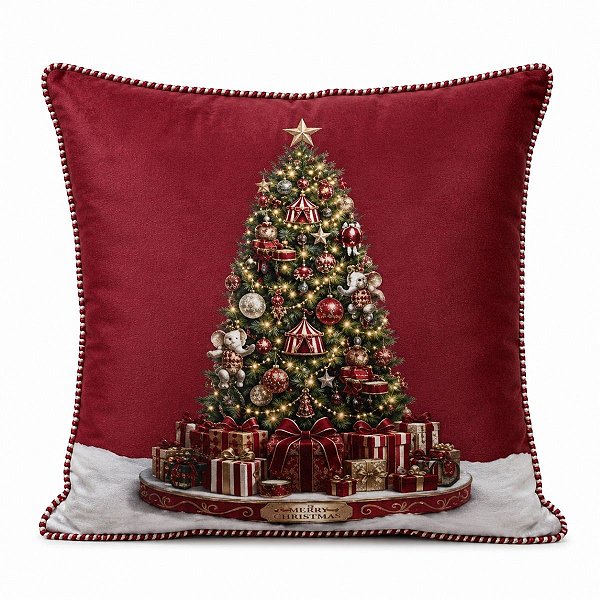 Almofada Natalina Circo Noel  Arvore 43cm 445629