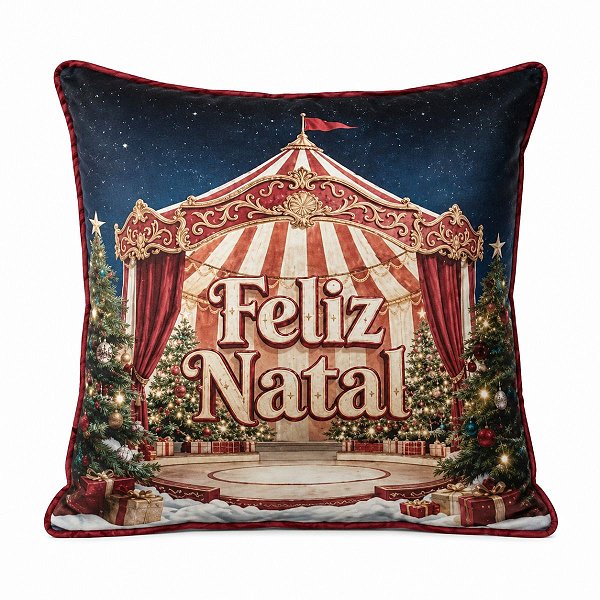 Almofada Natalina Circo Noel Feliz Natal 43cm 445628