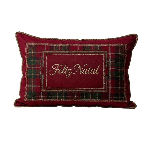 Almofada Natalina Baguete Exuberancia Feliz Natal 35x55cm 445602