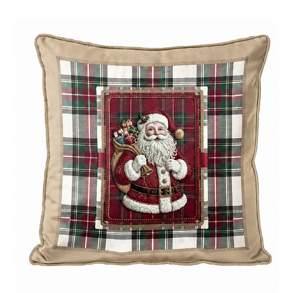 Almofada Natalina Exuberancia Xadrez Papai Noel 50cm 445595